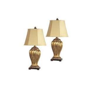  H10705S2   Solid Gold Table Lamp Set (2)
