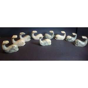   Carved Soapstone Miniature Whale Figurines 1.25h 
