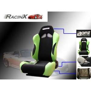  Black with Green Universal Racing Seats   Pair Automotive