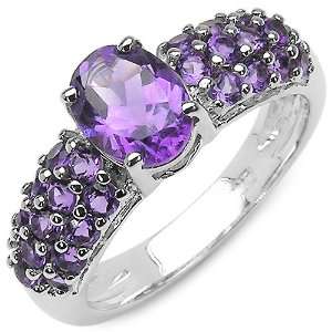 2.30 Carat Genuine Amethyst Sterling Silver Ring Jewelry