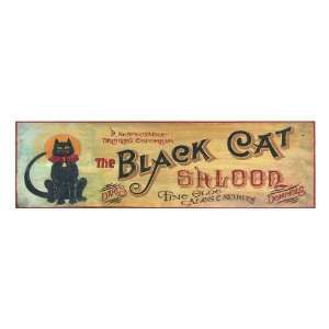   Black Cat Saloon Vintage Style Wooden Sign