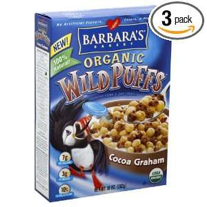 Barbaras Organic Wild Puffs, Chocolate, Graham, 10 ounces (Pack of3 