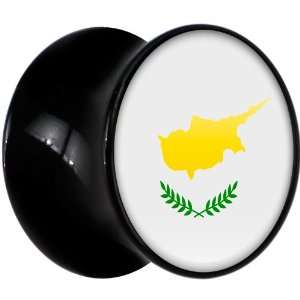  13mm Black Acrylic Cyprus Flag Saddle Plug Jewelry