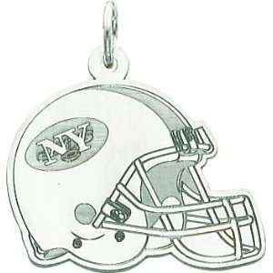   White Gold NFL New York Jets Football Helmet Charm