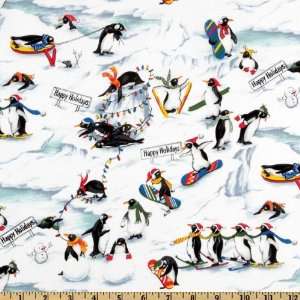  44 Wide Penguin Happy Holidays Winter Fun Snow Fabric By 