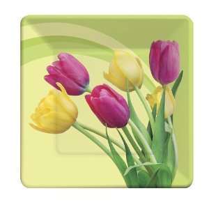    Blooming Spring Tulips Paper Dessert Plates