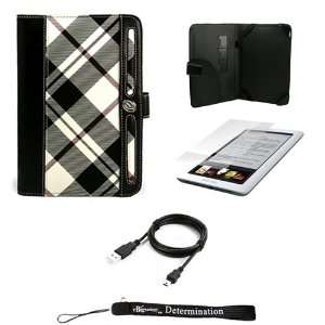  White Plaid Melrose Case with Screen Protector for Barnes and Noble 