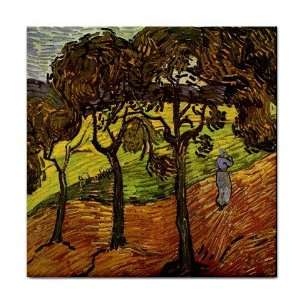  Landscape with Trees and Figures By Vincent Van Gogh Tile 
