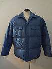Mens Lands End Blue Down Parka Coat Jacket Snap Front Pocket XL 46 48 