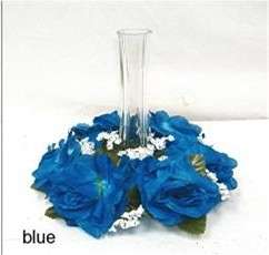 Roses Candle Ring ROYAL BLUE Silk Wedding Centerpieces  