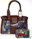NWT  FOSSIL GENUINE LEATHER VINTAGE RE ISSUE FLORAL SATCHEL WITH 