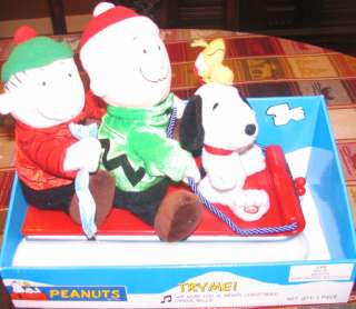 Peanuts Animated Christmas Musical Sleigh Charlie Brown, Snoopy, Linus 