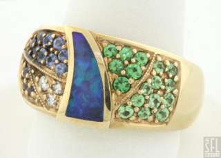 BAGLEY & HOTCHKISS HEAVY 14K GOLD 1.0CTW VS DIAMOND/TSAVORITE/SAPPHIRE 