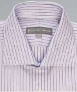 Hickey Freeman purple jacquard stripe cotton spread collar dress shirt 