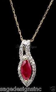 40 Ct Diamond and Ruby Pendant 14K Yellow Gold with Chain  