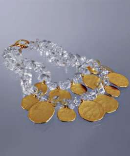 Kenneth Jay Lane gold hammered coin and resin layered necklace 
