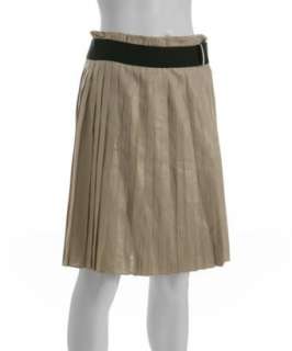 Dolce & Gabbana D&G khaki accordion pleated linen wrap skirt   