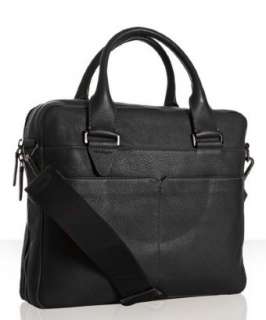 Ferragamo black leather laptop messenger bag  