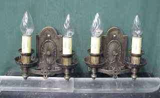 PAIR 1920 ARTS & CRAFTS SCONCES ~ BRONZE PATINA ~ HAMMERED ~ RE WIRED 