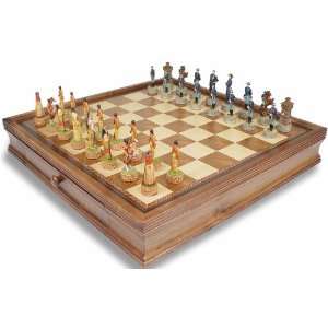  Battle of Little Bighorn Theme Chess Set With Walnut Case 