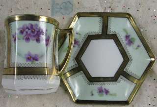1900’s Victorian Cup & Saucer~Colorful Octagon C S Prussia  