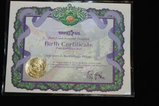 Cabbage Patch Kids TRU Small Birth Certificate  
