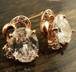 Attractive White Topaz Gems Earrings 14k Rose Gold Filled New Year 