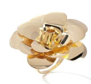 Technibond Camellia Flower Ring 14K Gold Clad Silver  