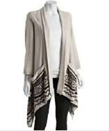 style #309214301 beige cotton knit draped tribal print throw