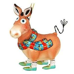  Donkey With Shoes and Scarf Glass Ornament