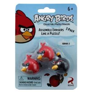  Angry Birds Collectible Puzzle Erasers (2 Red Birds and 1 