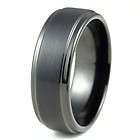 New Mens/Womens Black Brush Center Tungsten Carbide Promise Ring 
