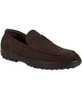 style #313971901 dark brown suede Peter penny loafers