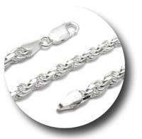 Sterling Silver DIA CUT ROPE chain necklace 5mm 100  