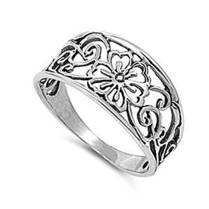   & Engagement Ring Filigree Flower Band 10MM ( Size 5 to 9) Size 9