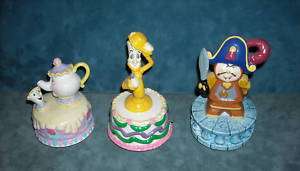 Beauty & the Beast Three SCHMID MUSICAL Ceramic Figures  