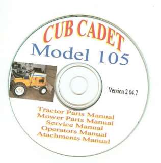 Cub Cadet 104 & 105 Service Parts & Owner Manuals CD  