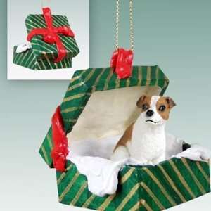  Jack Russell Terrier Green Gift Box Dog Ornament   Brown 