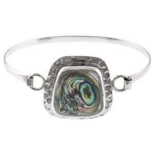   Hammered Sterling Silver and Abalone Abstract Bracelet, 7.5 Jewelry
