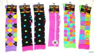 Lot Of 12 Womens Neon Knee High Socks Assorted Styles NEW  