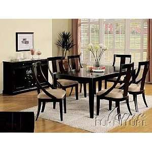  Acme Furniture Black Finish Dining Table 8 piece 04760 Set 