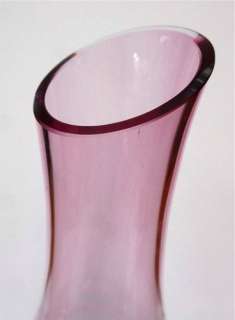   Glass Vase Cased Beveled Tall Pink Crystal Ovoid Decanter    
