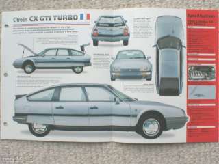 CITROEN CX GTI TURBO SPEC SHEET/Brochure/Catalog1985,  
