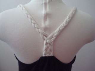 Forever 21 Braided Racerback Top Black and Creme  