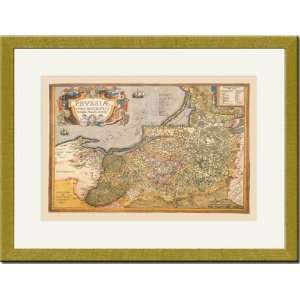    Gold Framed/Matted Print 17x23, Map of Prussia