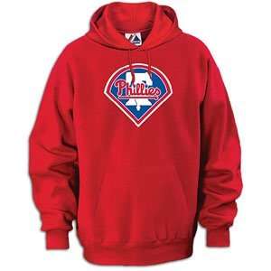   Phillies Majestic Athletic Red Tek Patch Hooded Sweatshirt Sports