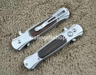   Blade Wood Inlay Handle Pocket EDC Folding Knife Camping Tool  