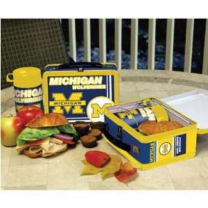   Michigan Wolverines NCAA Tin Lunch Box With Thermos