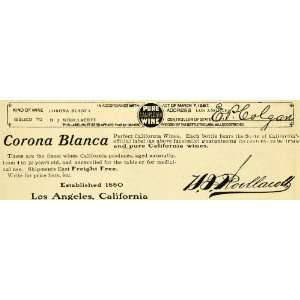   Wine H.J. Woollacott Los Angeles CA.   Original Print Ad Home