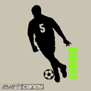 Soccer Boy with Custom Name and Number Wall Graphic Sticker Decal 